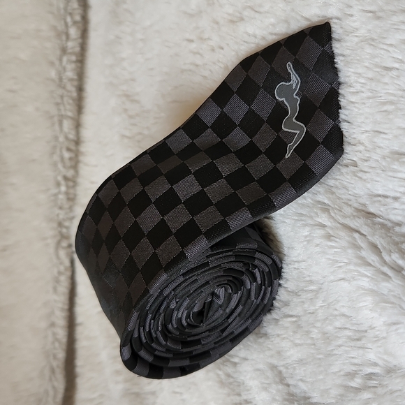 Blue Guru Black Checkered Skinny Tie - Picture 2 of 8